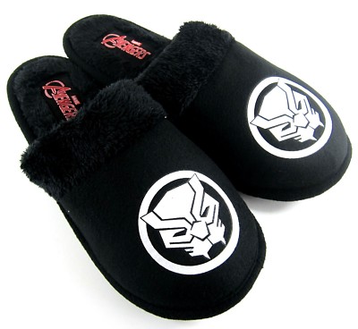 MARVEL'S Prince T'Challa BLACK PANTHER Fuzzy Sherpa Men's Slippers