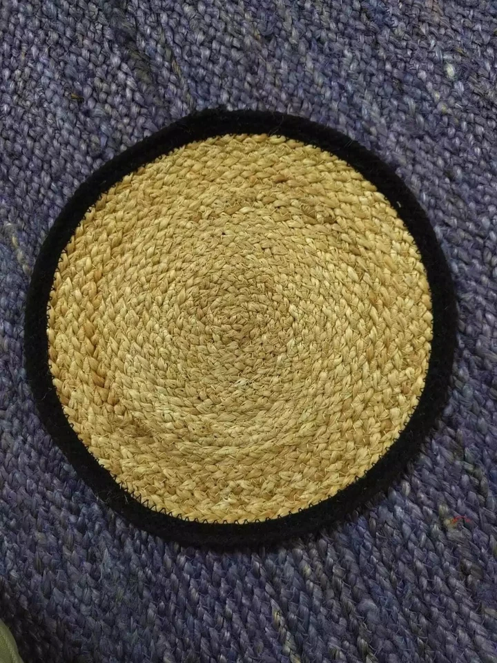 Jute Natural Place mat Round Coffee Table Mat Dining Table Mat Rustic Rug - Image 3 of 4