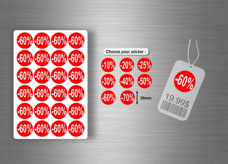 AKACHA 96/192/600/1008 x Aufkleber sticker preisetiketten Etikette Förderung 30mm