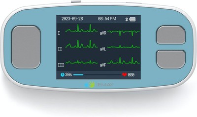 EMAY 6L Portable ECG Monitor | Record and Heart Rate in 6 Channels | Blue 
