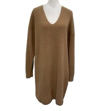 NWT Madewell Wool Blend Relaxed V-Neck Sweater Dress Camel Brown size Medium
