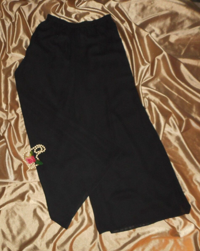 12 schwarze Kreppchiffon Palazzo Hose voll gefütterte elastische Taille Neu ohne Etikett - Bild 2 von 7