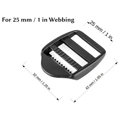 SOLACRAFT Ladderlock Rucksack Sliders Buckles for 25 mm / 1 in Webbing Strap Black Plastic