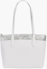 NWT Kate Spade New York Flash Glitter Tote Bag in Light Grey