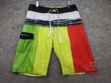 Rusty Boardshorts Mens 29 Multicolor Drawstring Colorblock Swim Shorts