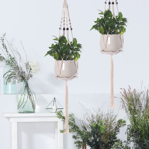 Makramee semaforo appendiabiti per piante vaso da fiori sospeso corda di cotone decorazione - Foto 10 di 54