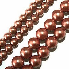 MAGNETIC HEMATITE STONE JEWELRY BEADS PEARLIZED COPPER COLOR 4MM BEAD STRAND P17