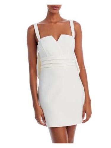 AQUA Womens Ivory Bow Back Lined Sleeveless Mini Party Empire Waist Dress L