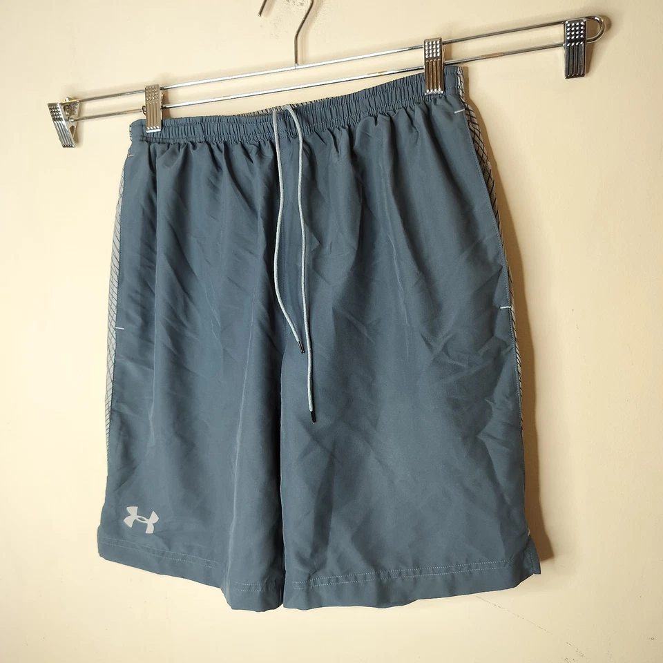 Pantalones Cortos Under Armour Para Hombre Forrados Pequeños 9" Heat Gear Gris Gimnasio Entrenamiento Correr Foto 3 de 4