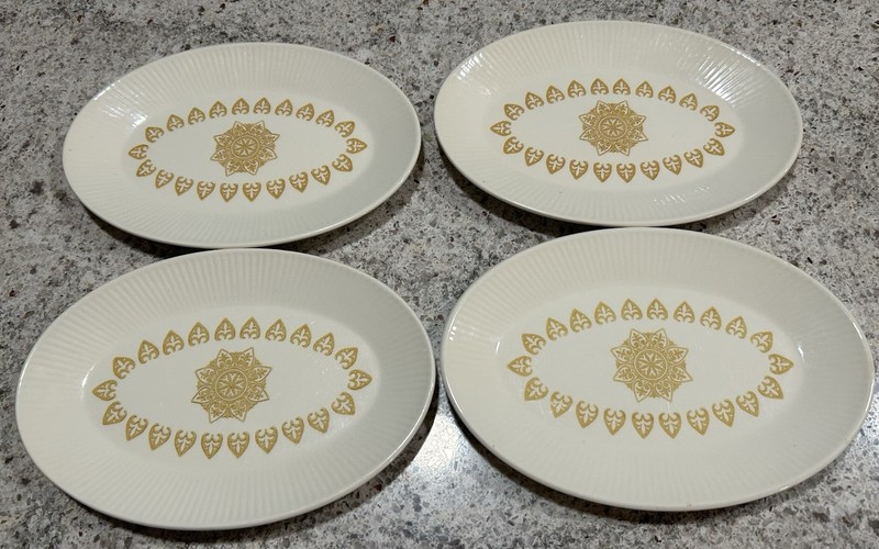 Vintage Sheffield Serenade Small Oval Platter 9" x 6" Ribbed Edge Sun Mandela