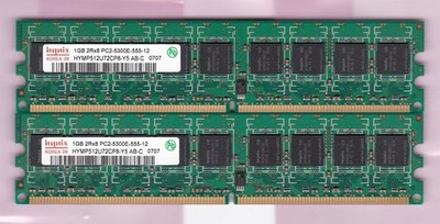 2GB 2x1GB HYNIX PC2-5300E ECC HYMP512U72CP8-Y5 AB-C DDR2-667 RAM MEMORY KIT DIMM