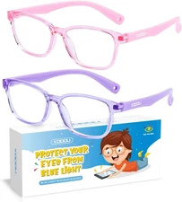 2 Pack Kids Blue Light Blocking Glasses for Girls & Boys 3-12, Toddler Fake P...