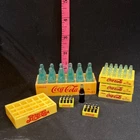 Vintage Coca-Cola & Pepsi Miniature Bottle Crates Set With Tiny Plastic Bottles