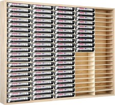 100 Slot Cassette Tape Storage Holder Wooden Audio Tape Organizer Cassette Tape