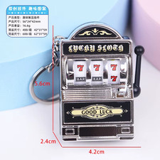 Mini Fruit Slot Machine Keychain - Casino Themed Lucky Charm Pendant
