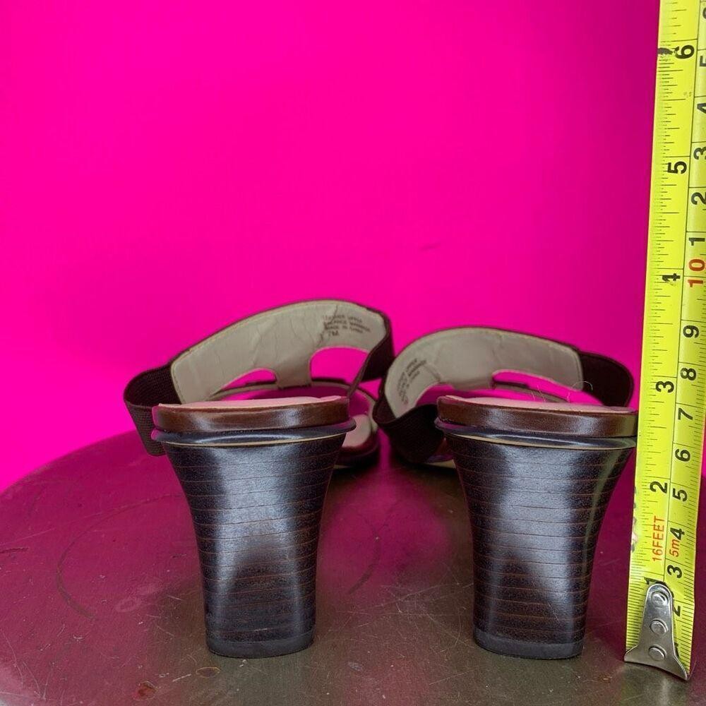 APL Sandalo Anne Klein Belden in pelle marrone con tacco e punta aperta taglia 7