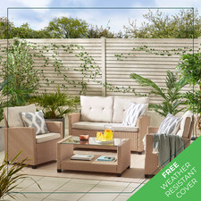**Seconds** Arizona Beige PE Rattan 4 Seat Outdoor Sofa Set
