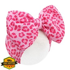 YanJie Baby Girl Bows Leopard Hot Pink Headbands