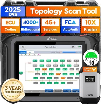 XTOOL D9S OBD2 Scanner Car Bidirectional Diagnostic Tool Topology 45+ Reset FCA