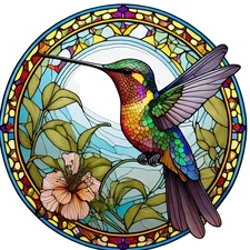 Hummingbird Round Colorful Sticker Labels (6) Card Gift Craft Journal Scrapbook