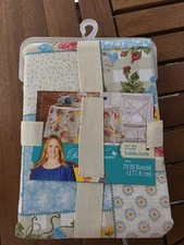 Pioneer Woman Tablecloth Sweet Rose Patchwork 70" Round Cotton Poly Washable