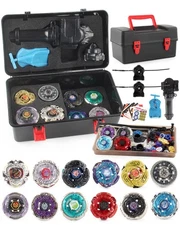 Battling Top Toy Set 12 Spinning Tops 3 Launchers Metal Fusion Gyro Game with...