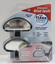 As Seen On TV ~ Clear Zone Auxiliary Mirror ~ Wide Angle ~ 2 Pack ~ Brand New
