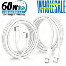 Braided USB-C to USB-C Cable Type C Fast Charger For iPhone 17 16 15 Samsung Lot