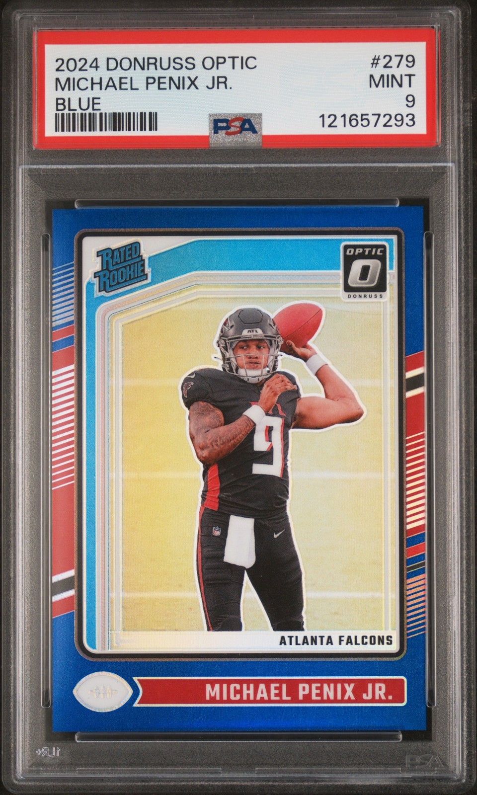 2024 Panini Donruss Optic #279 Michael Penix Jr. Rookie Blue Prizm /199 PSA 9