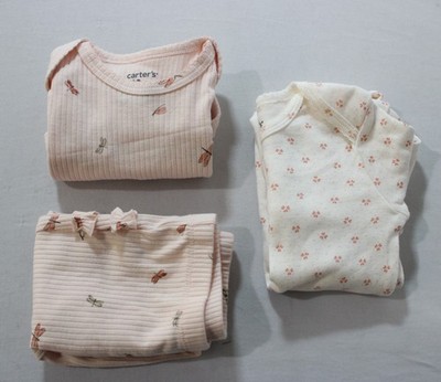 Carters Baby Girl's Cotton 3-pc Top & Pant Butterfly Set CN6 Pink Size 12M NWT