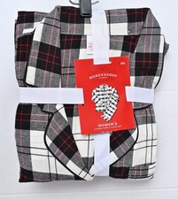 WONDERSHOP PAJAMAS SET PLAID LONG SLEEVE TOP  LONG PANTS FLANNEL RED WHITE XXL