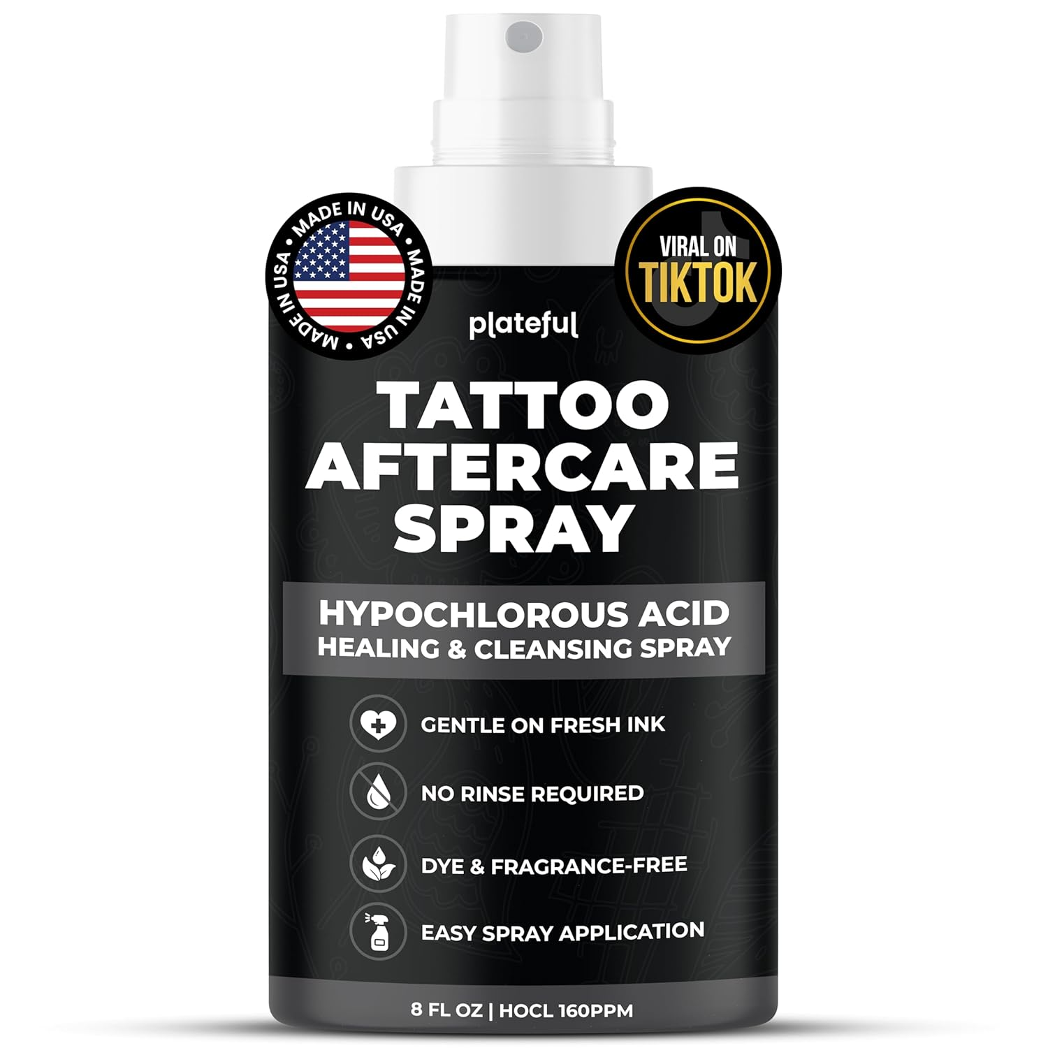 Tattoo Aftercare Spray (8 Oz) - Hypochlorous Acid (Hocl) Tattoo Care, Lightweigh