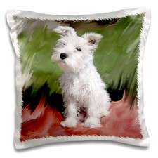 3dRose White Schnauzer Pillow Case 16x16 Inches Decorative Dog Breed Cover