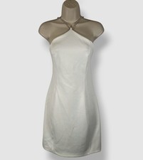 GUESS Women's White Kandy Crystal-Strap Halter Mini Dress Size 6