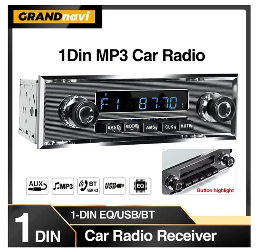 Grandnavi Car Stereo 1 Din Bluetooth MP3 Retro FM USB AUX EQ