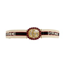 GUCCI Jacquard Crystal Stripe Double G Belt 80cm 32in