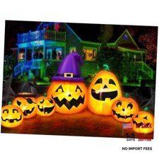 12 Ft Long Halloween Inflatables Pumpkins Outdoor Decor Built-in LED Lights