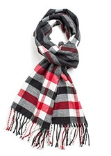 VERONZ Super Soft Classic Cashmere Feel Winter Scarf Black Red Plaid