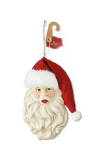 NWT Christmas Shoppe red hat santa head ornament