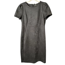 Calvin Klein Gray Faux Suede Tulip Short Sleeve Career Work Sheath Dress 12