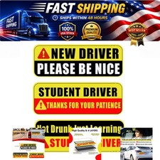 Student Driver Magnet 3 PCS New Driver Car Sign Reflective Yellow