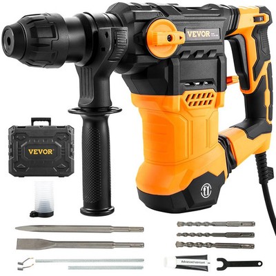 1-1/4 Inch SDS-Plus Rotary Hammer Drill, 13 Amp Corded Drills, Heavy Duty Chippi