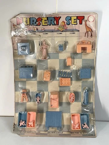 Vintage 1950s Marx Baby Land Nursery Furnitures W Figures New