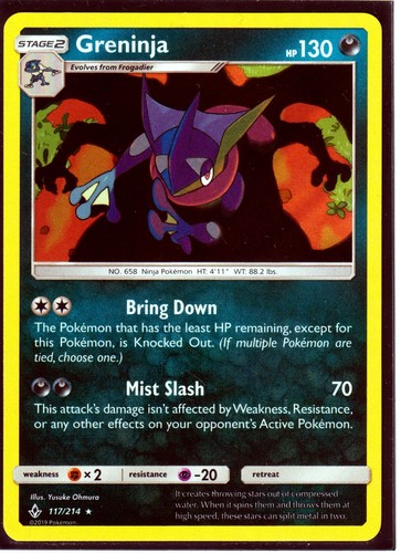 2019 POKEMON GRENINJA 117/214-UNBROKEN BONDS- RARE -HOLO NM/LP (Excellent)