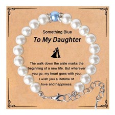 Something Blue Gift for Bride to Be Bride Pearl Beaded Bracelet Bridal Shower Fa