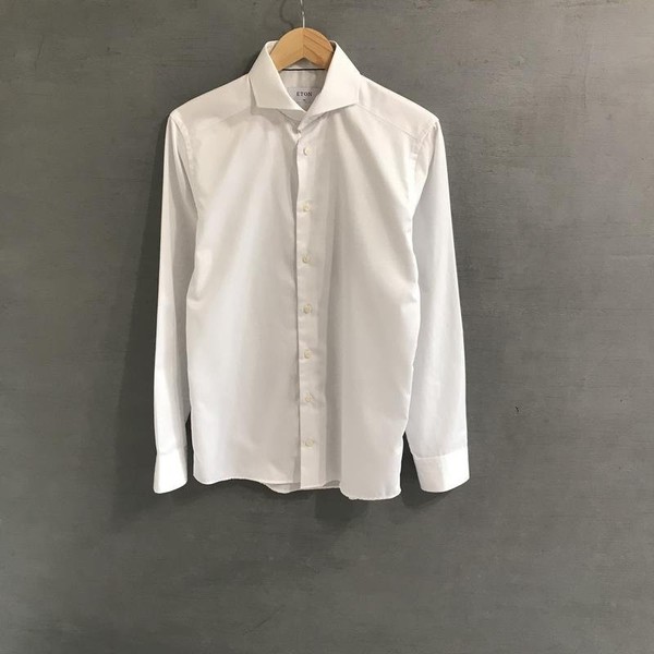 Men Eton Shirt White Cotton 36 / S / 44 #1USK