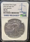 2023-W Burnished Silver American Eagle NGC MS 70 Early Releases