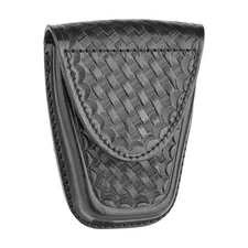Dutyman 8821 Basketweave Leather Standard Closed Single Cuff Case, Black