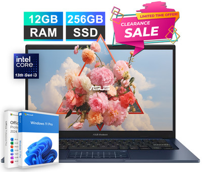 2026 ASUS Vivobook 14'' FHD Laptop 13th Gen Intel i3 12GB RAM 256GB SSD Win11 Pro