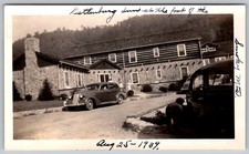 Vtg B&W Snapshot Gatlinburg Inn Smoky Mountains Lodge People 1930s Auto 1939